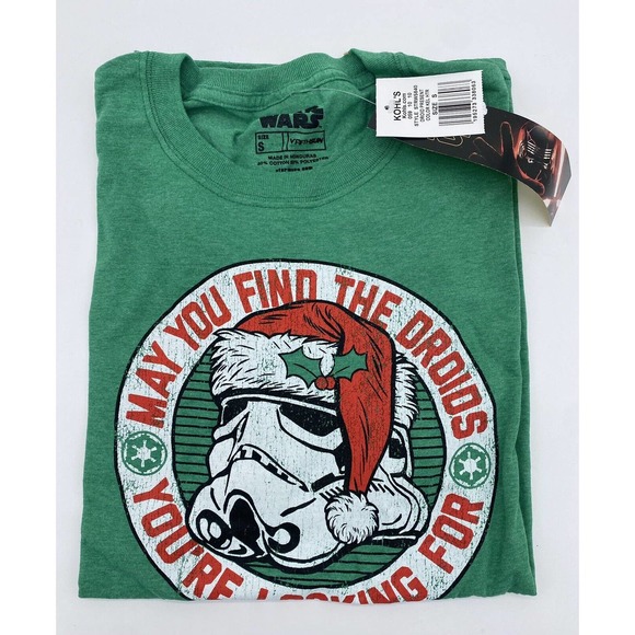 Star Wars Storm Trooper Droids Christmas T-Shirt Green Size Small NWT - Picture 1 of 2